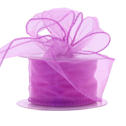 Lilac Wired Chiffon Ribbon (50mm)