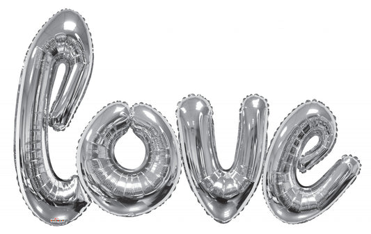 Giant Love Script Silver Balloon