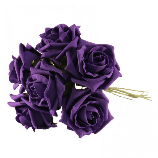 Bunch of 6 Purple Foam Tea Rose