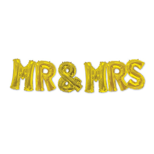 Mr   Mrs Gold Balloon Bouquet