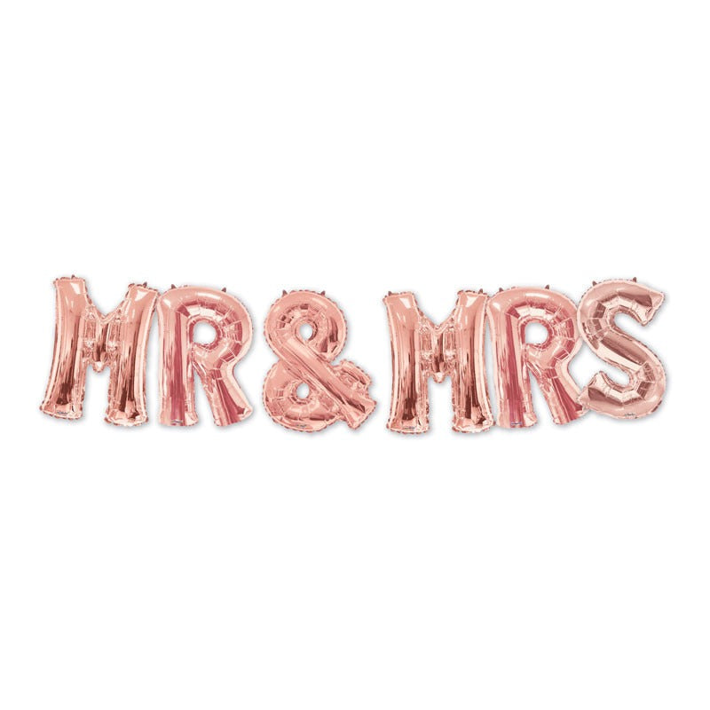 Mr   Mrs Rose Gold Balloon Bouquet