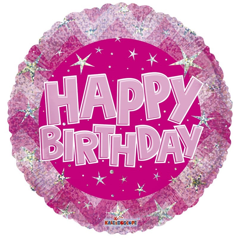 Pink Holographic Happy Birthday Balloon (18 inch)