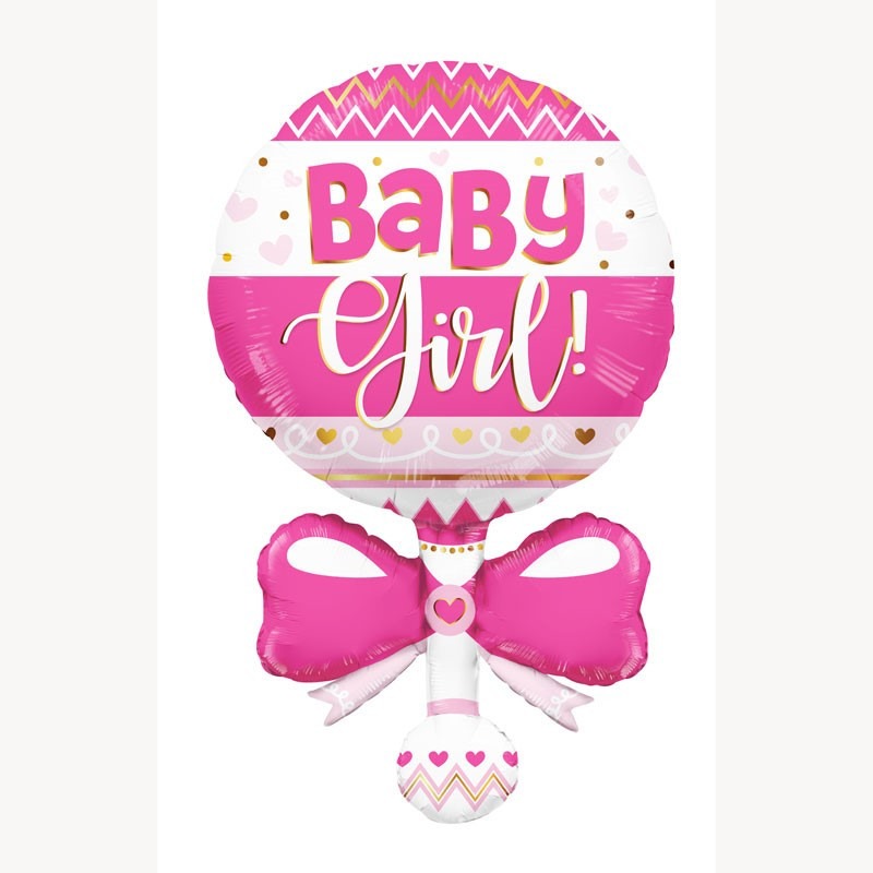 Pink Baby Rattle Super Shape Balloon