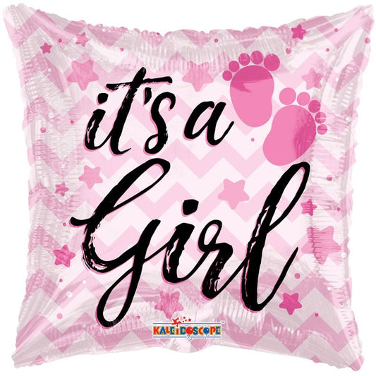 Its a Girl Square Footprints Balloon