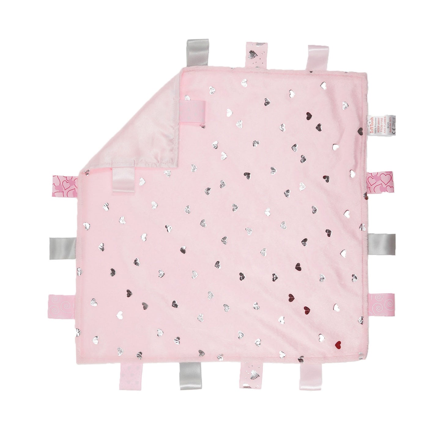 Pink Comforter with Hearts Print  & Ribbons