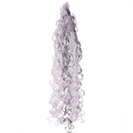 Metallic Silver   White Balloon Tassels (For 18 Inch Balloons)