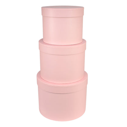 Pale Pink Hat Box (Set of 3  19.5cm)