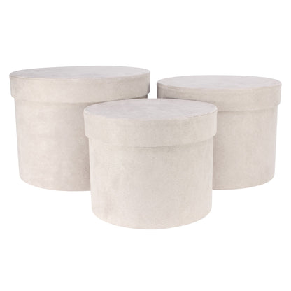 Set of 3 Grey Suede Hat Boxes