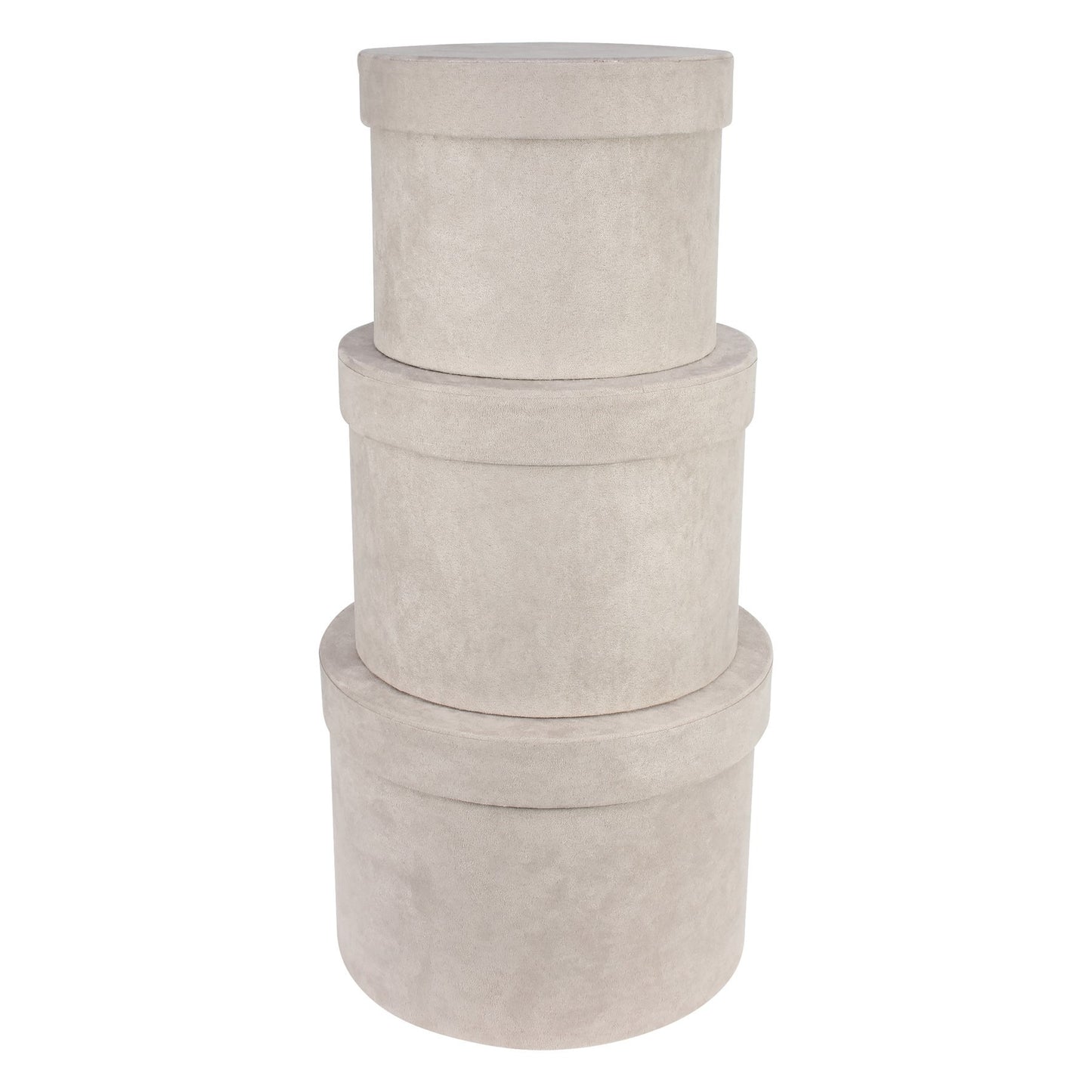 Set of 3 Grey Suede Hat Boxes