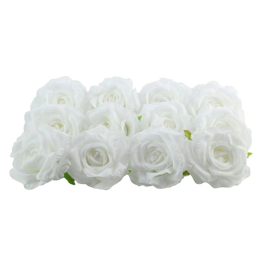 White Arundel Rose Heads (12 Heads)