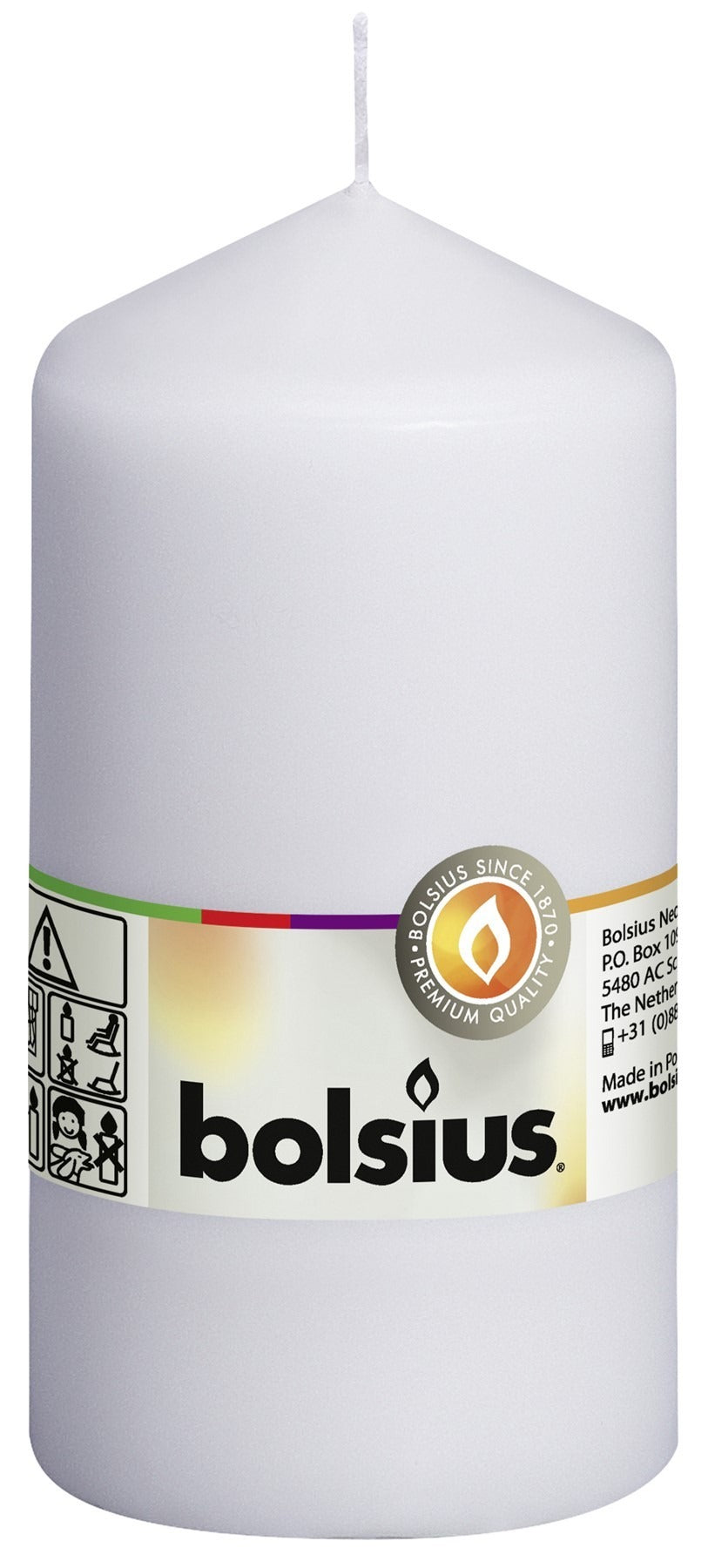 Bolsius Pillar Candle White (130mm x 68 mm)