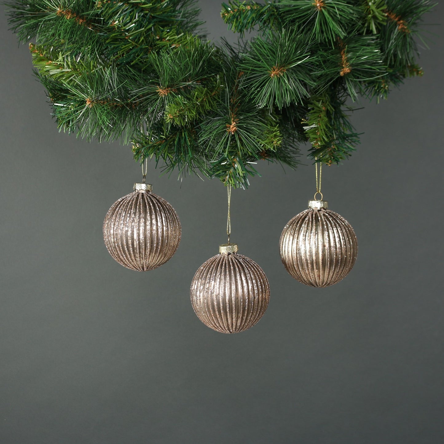 Titania 8cm Glass Bauble Rose Gold (Set of 4)