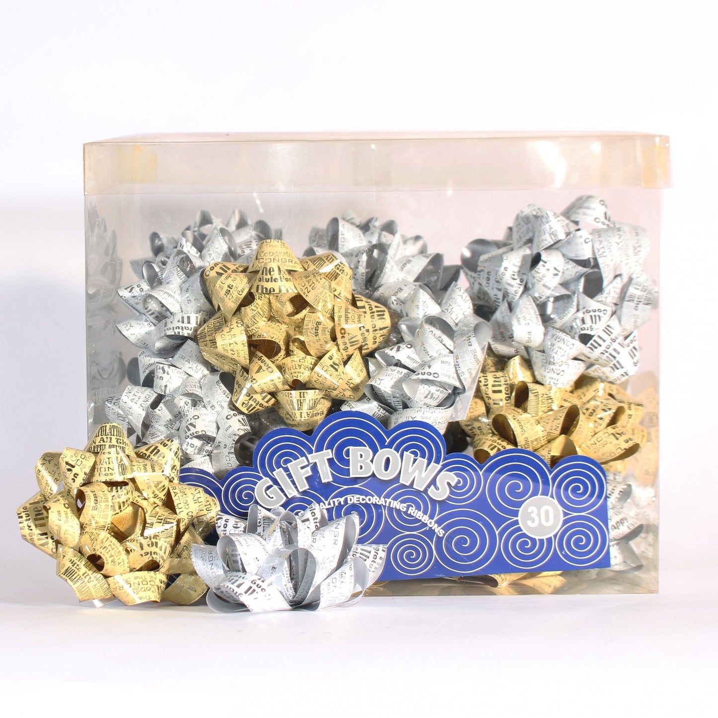 Happy Birthday Silver   Gold Gift Bows (x30)