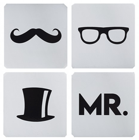 Mr Mans B/W Print Coasters