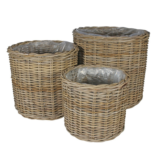 Cylinder Baskets with Liners (Set of 3)