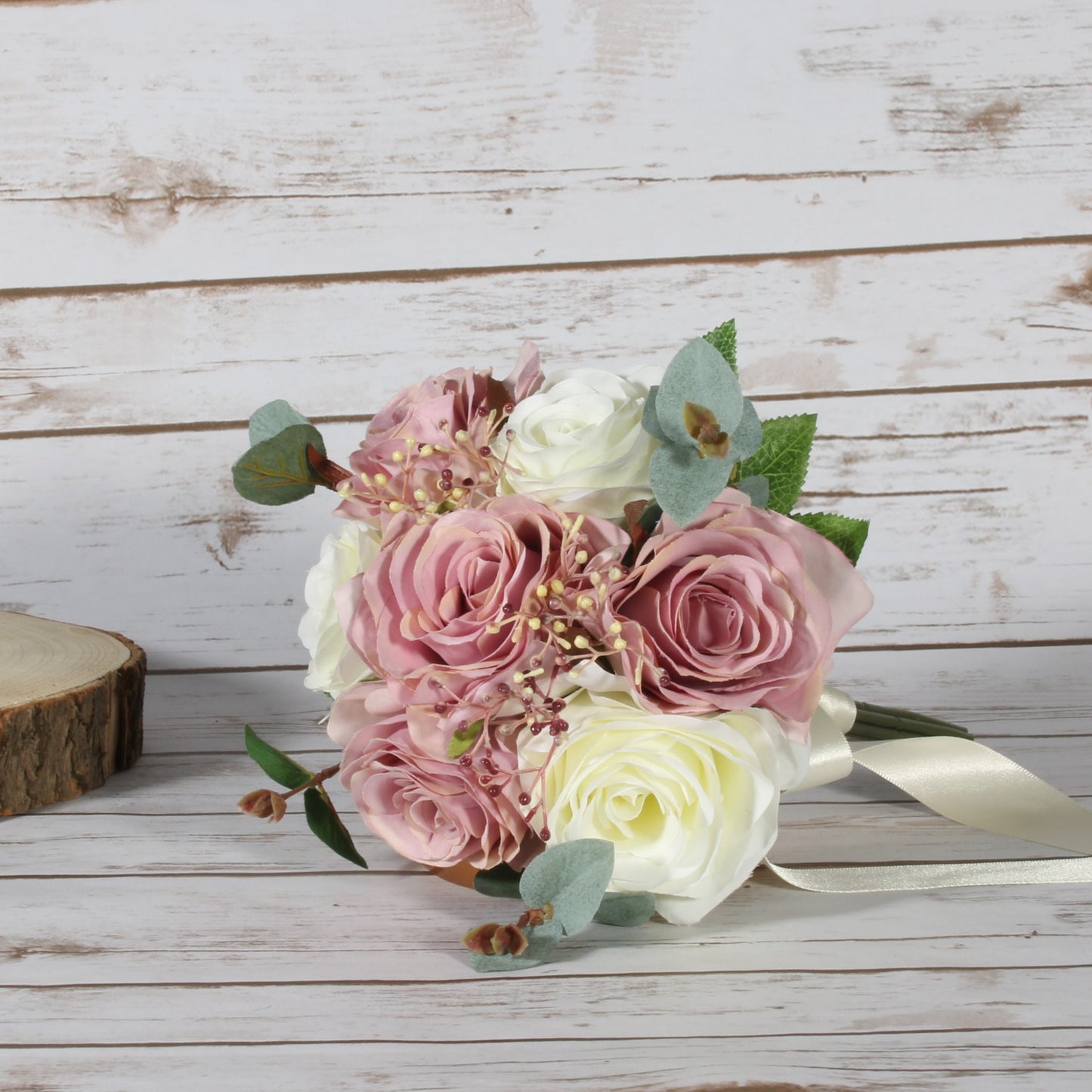 Small Ava Rose Bouquet with Seeded Eucalyptus