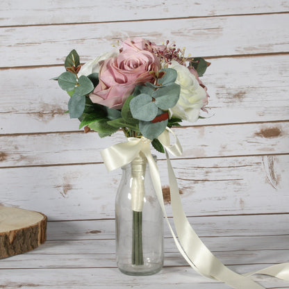 Small Ava Rose Bouquet with Seeded Eucalyptus