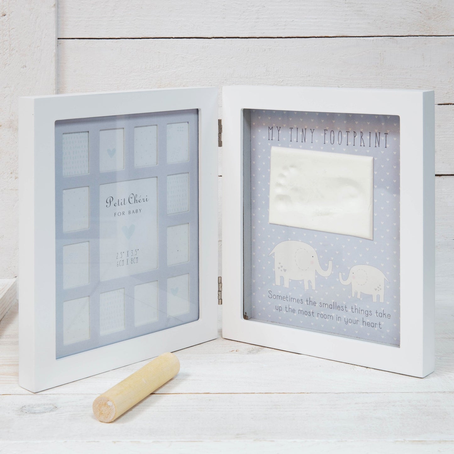 Blue Petit Cheri Foot Imprint 12 Month Hinged Photo Frame