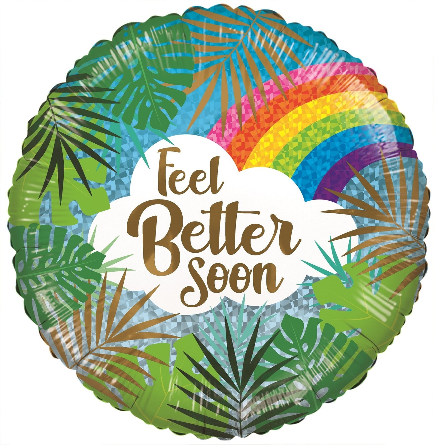 ECO Balloon - Feel Better Soon Leaves   Rainbow (18 Inch)