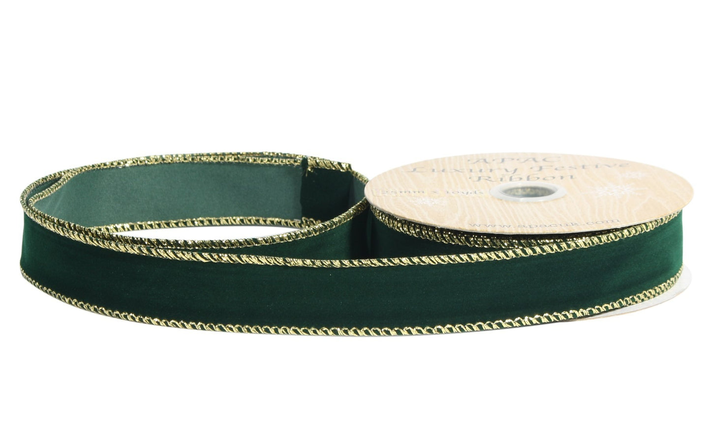 Green Velvet ribbon (25mm x 10 yds)