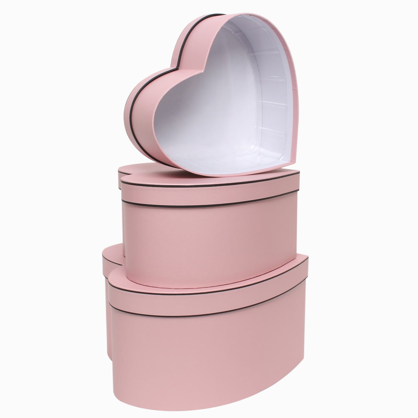 Pink Heart with Trim Hat Box (Set of 3)