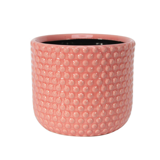 Painted Pink Pot with Debossed Dots (17cm)