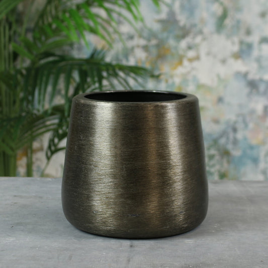 Greenwich Brushed Black Planter (Small)