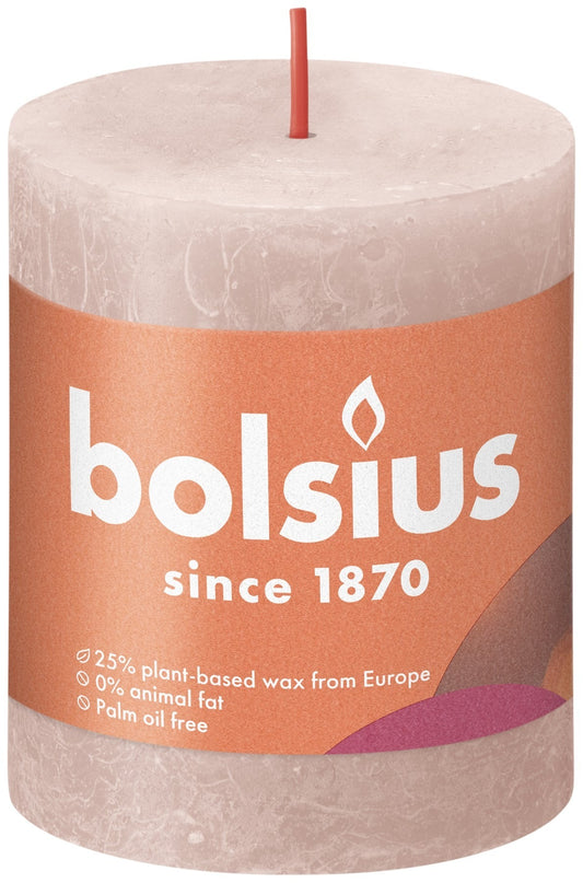 Misty Pink Bolsius Rustic Shine Pillar Candle (80 x 68mm)