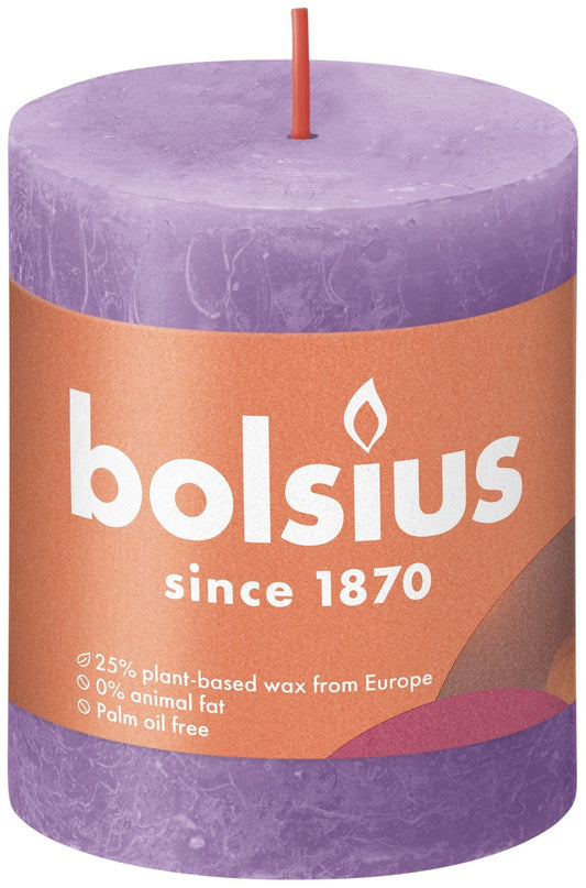 Vibrant Violet Bolsius Rustic Shine Pillar Candle (80 x 68mm)