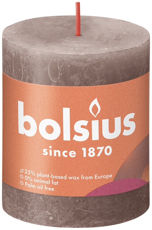 Taupe Bolsius Rustic Shine Pillar Candle (80 x 68mm)