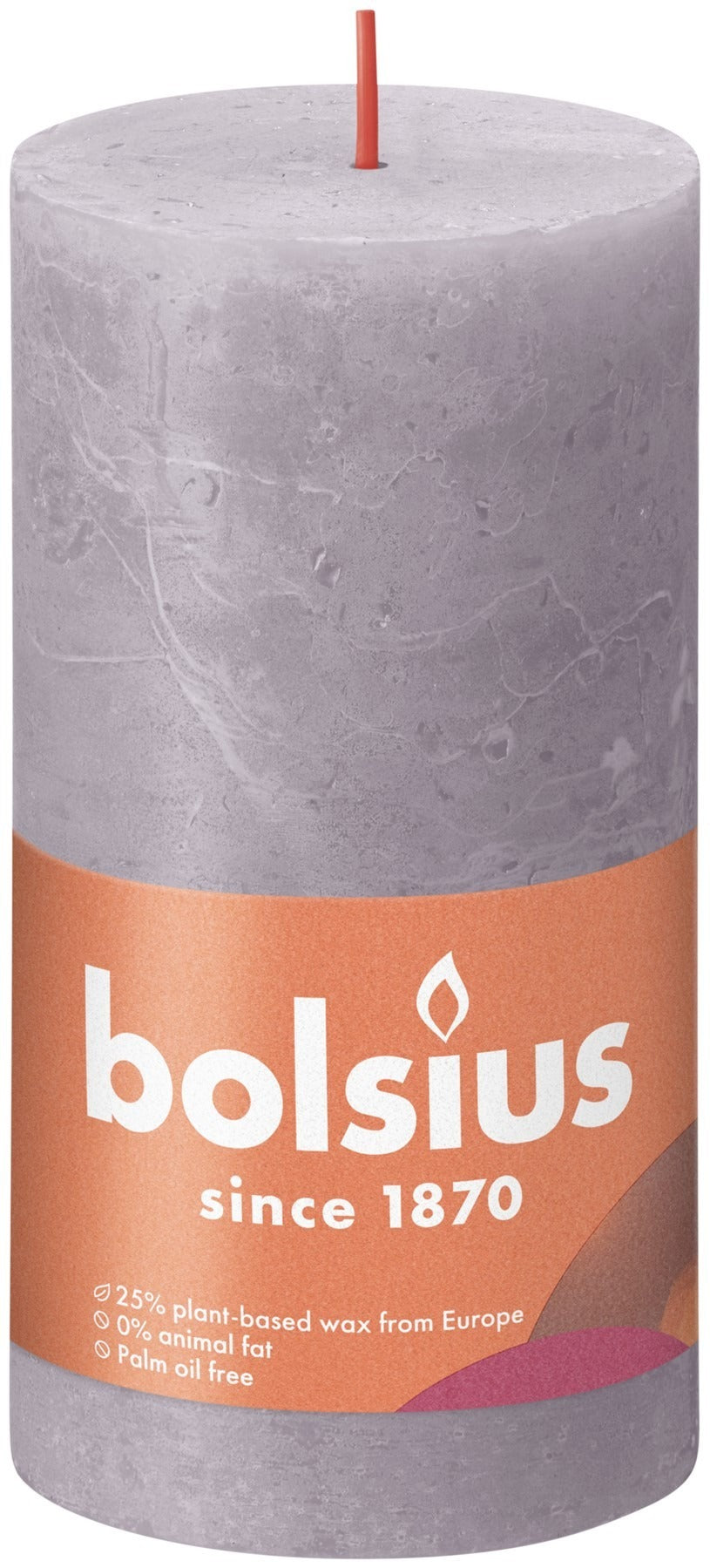 Bolsius Rustic Shine Frosted Lavender Pillar Candle (130mm x 68mm)