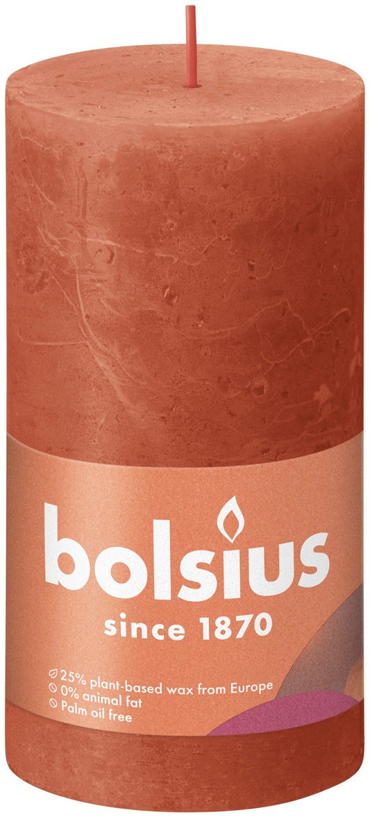 Bolsius Rustic Earthy Orange Shine Pillar Candle (130 x 68mm)