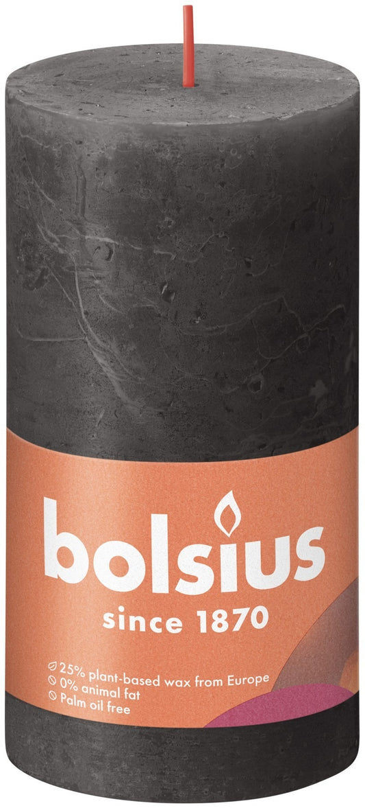 Stormy Grey Bolsius Rustic Shine Pillar Candle (130 x 68mm)