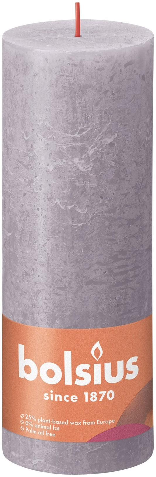 Bolsius Rustic Shine Frosted Lavender Pillar Candle (190mm x 68mm)