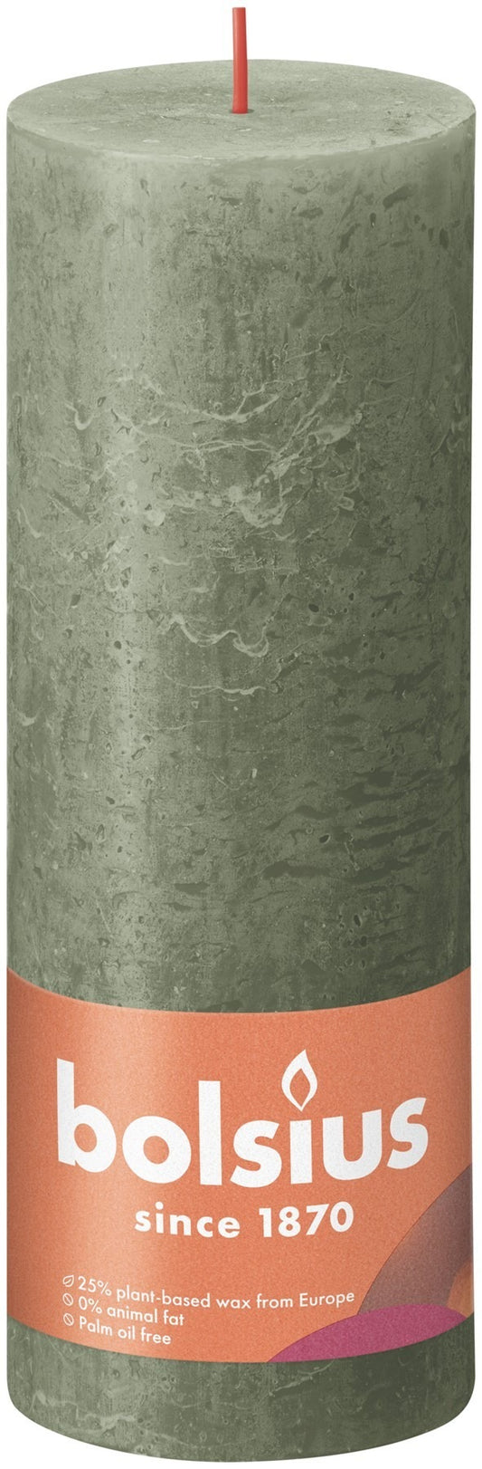 Fresh Olive Bolsius Rustic Shine Pillar Candle (190 x 68mm)