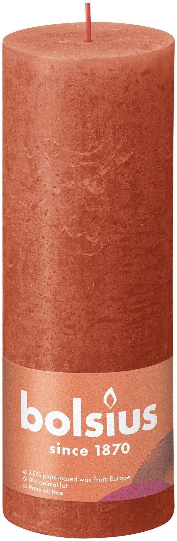 Earthy Orange Bolsius Rustic Shine Pillar Candle (190 x 68mm)