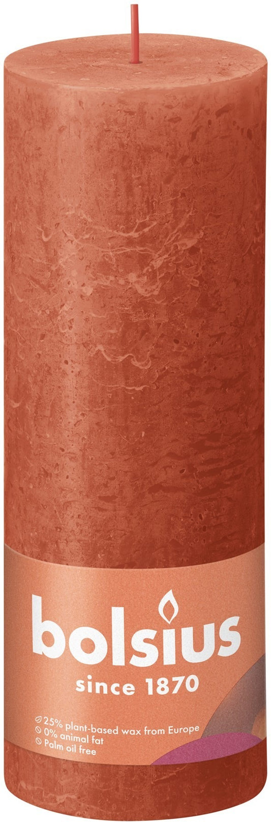 Earthy Orange Bolsius Rustic Shine Pillar Candle (190 x 68mm)