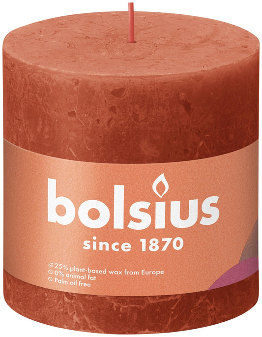 Earthy Orange Bolsius Rustic Shine Pillar Candle (100 x 100 mm)