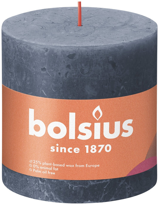 Bolsius Rustic Shine Twilight Blue Pillar Candle (100mm x 100mm)