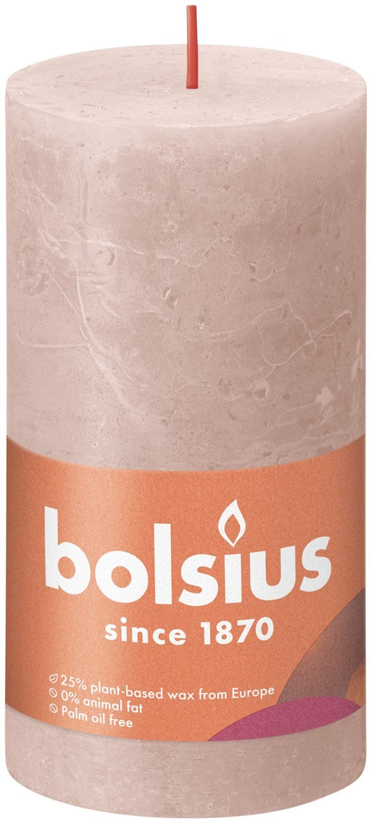 Misty Pink Bolsius Rustic Shine Pillar Candle (130 x 68 mm)