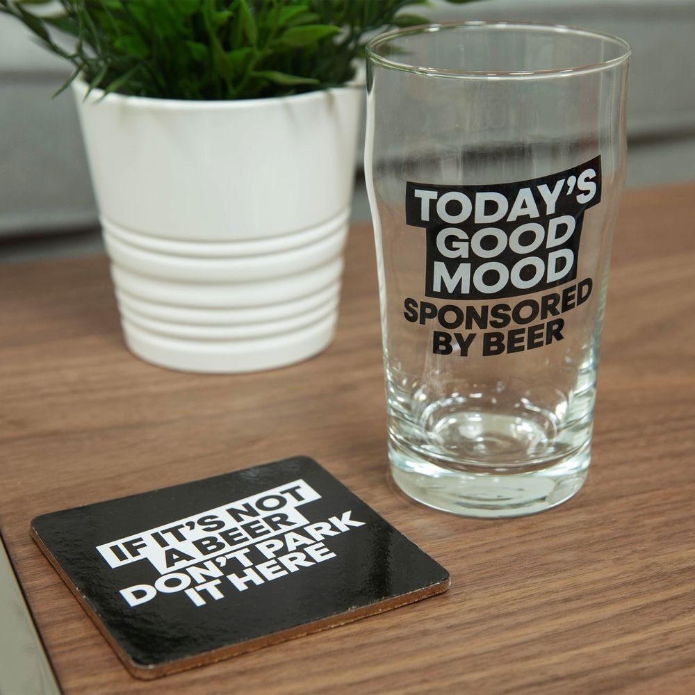 Beer Glass & Coaster Set - Todays Good Mood