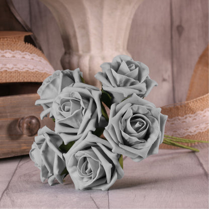 Bunch of 6 Grey Foam Tea Rose