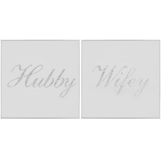 Silver Hubby & Wifey Coasters