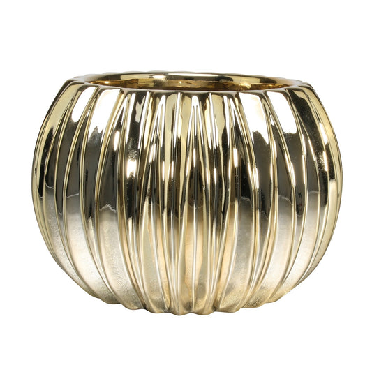 Gold Elecroplated Ribbed Orchid Pot 18.3cm