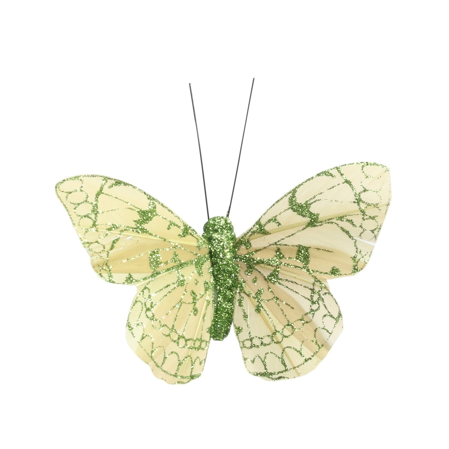 8cm Apple Feather   Glitter Butterfly (Pack of 12)