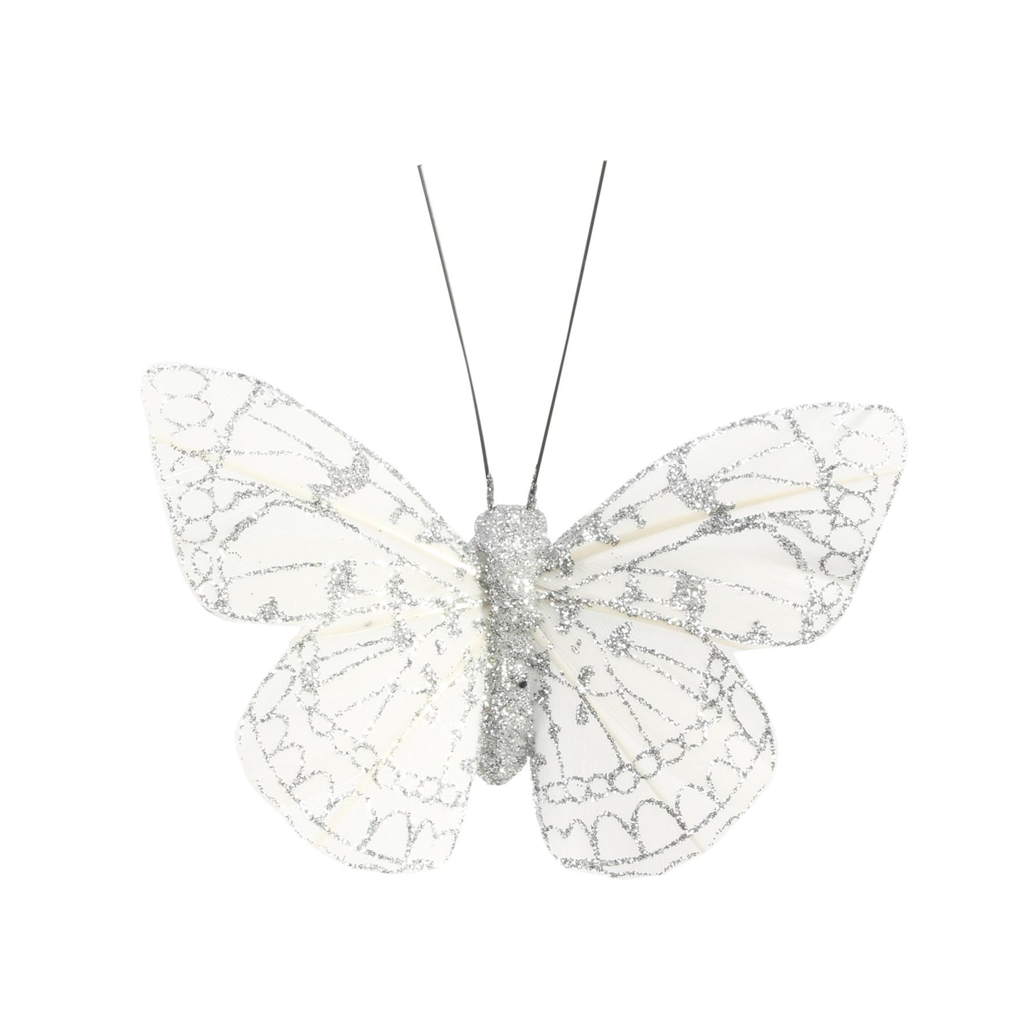 8cm Sterling Feather   Glitter Butterfly (Pack of 12)