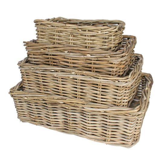 Natural Rectangular Cane Baskets (Set of 4)