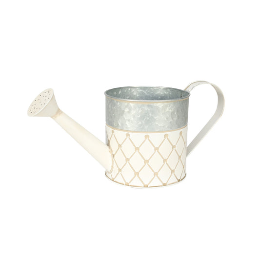 Two Tone Crosshatch Pattern Watering Can Planter