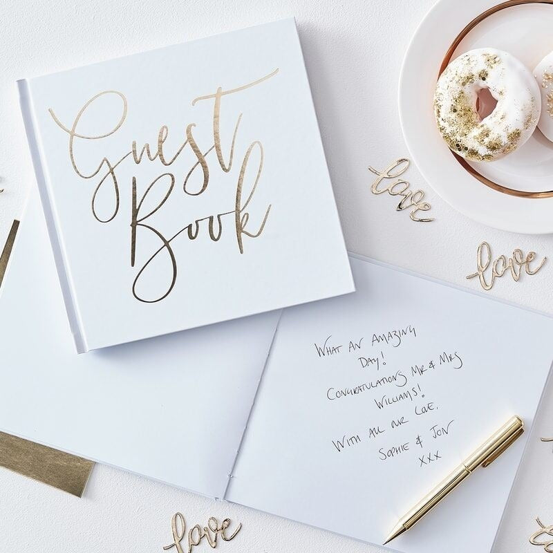 White & Gold Guest Book