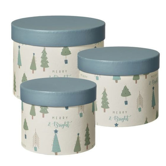 Frosted Pastel Pine Hat Boxes (Set of 3)